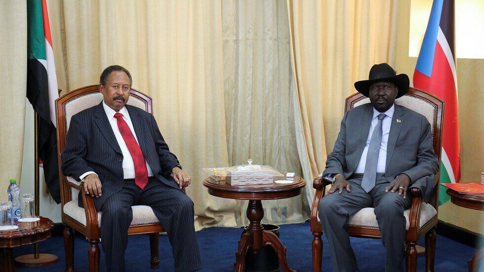 رئيس الوزراء السوداني عبد الله حمدوك، مع رئيس جنوب السودان سيلفا كير