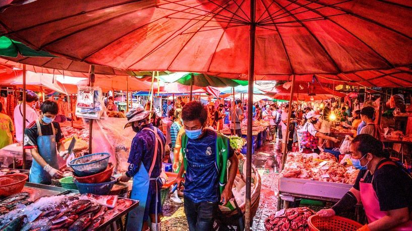 بعض الأسواق "الرطبة" يبيع لحوم حيوانات برية غريبة، مثل الأفاعي والثعالب