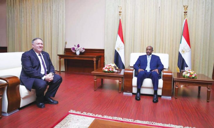 البرهان ووزير الخارجية الأمريكية بومبيو