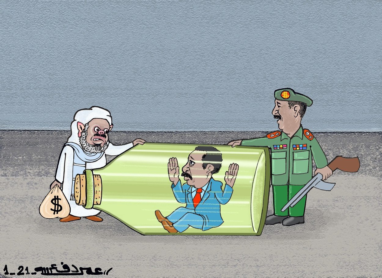 عبدالله حمدوك في فتيل البرهان والكيزان ... كاريكاتير عمر دفع الله