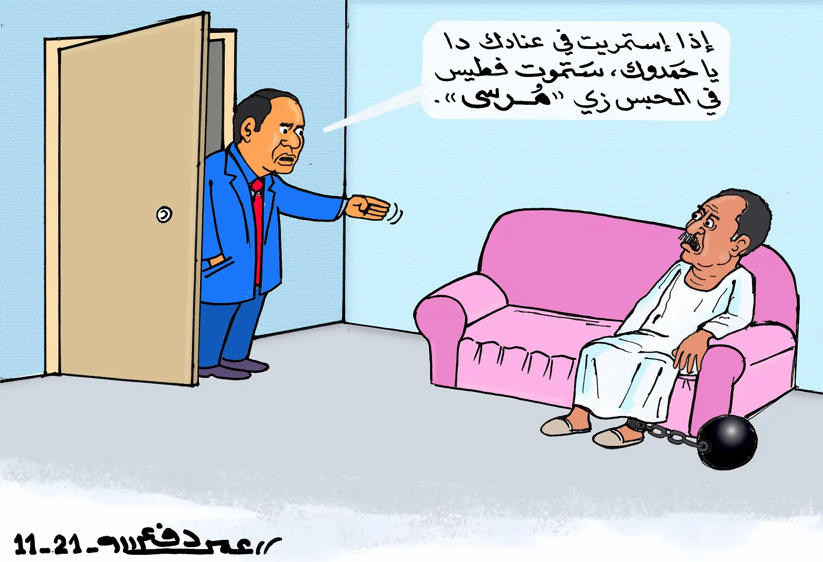 السيسي، عبدالله حمدوك ... كاريكاتير عمر دفع الله
