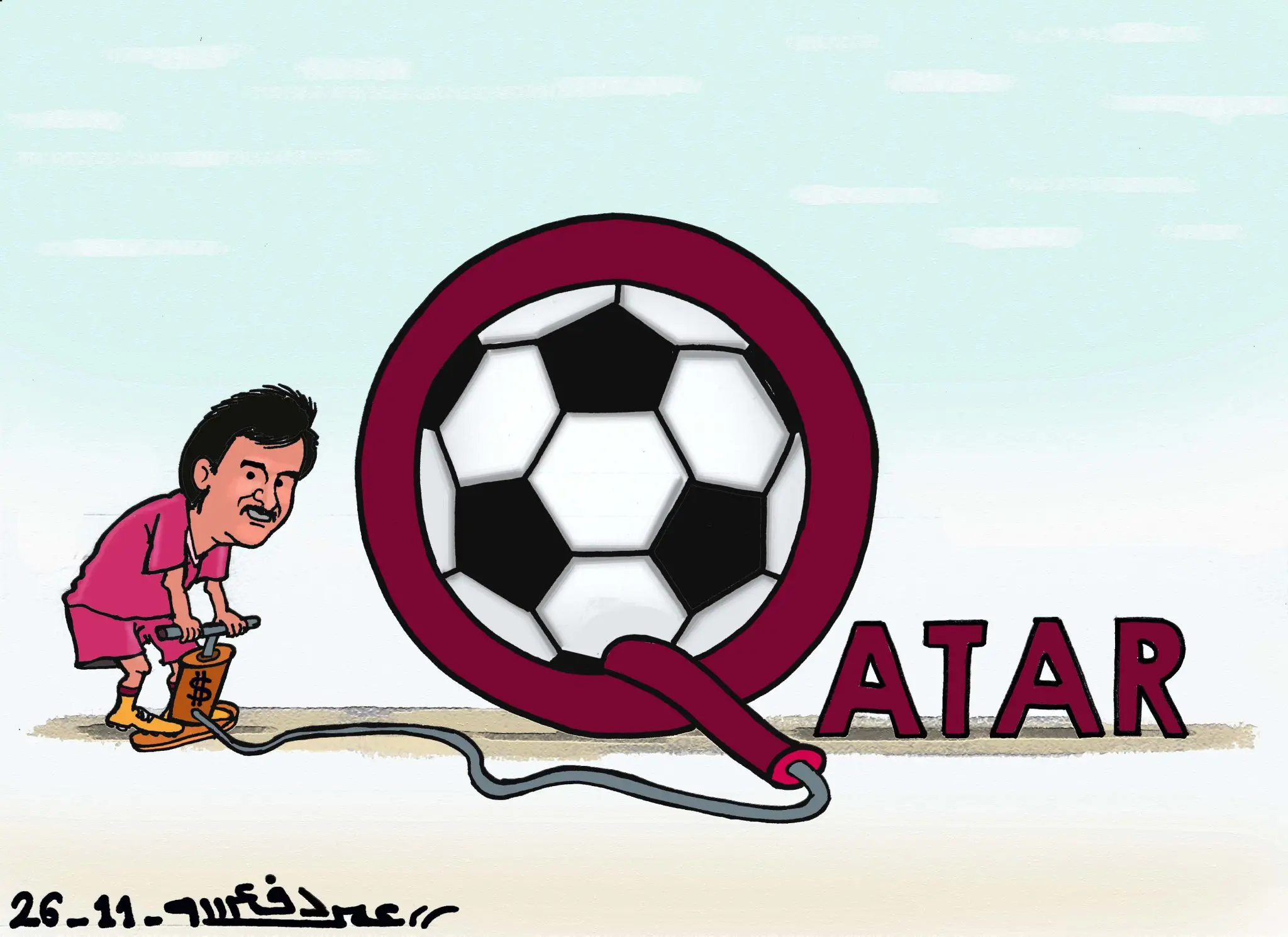 كأس العالم، قطر 2022 ... كاريكاتير عمر دفع الله