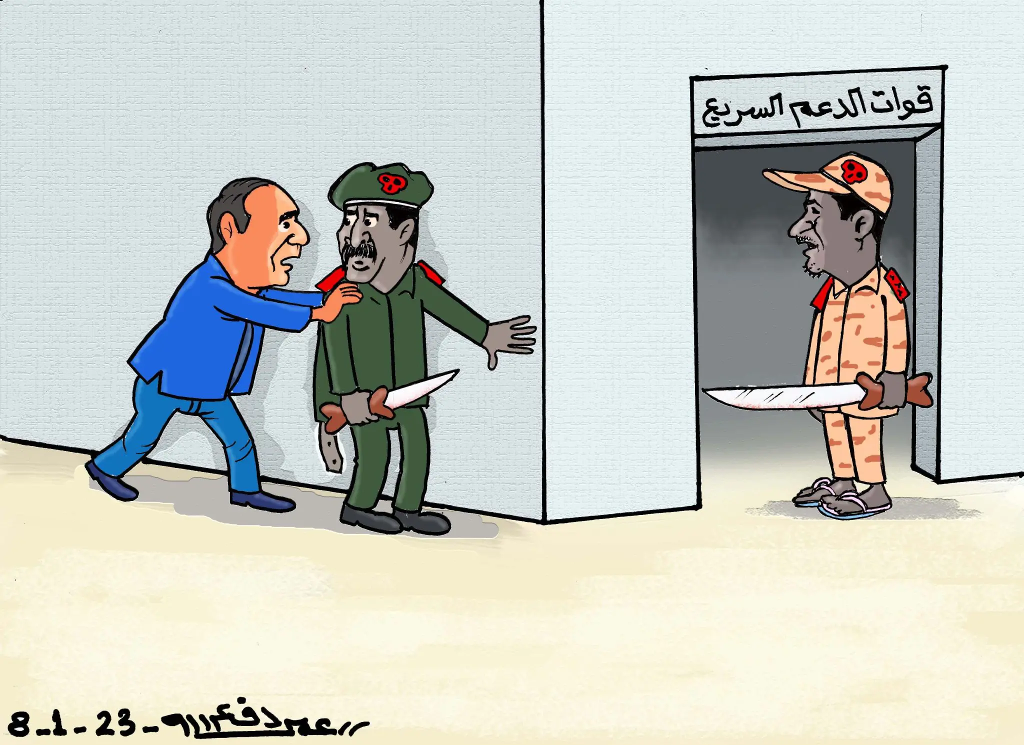 التدخل المصري في الشأن السوداني ... كاريكاتير عمر دفع الله