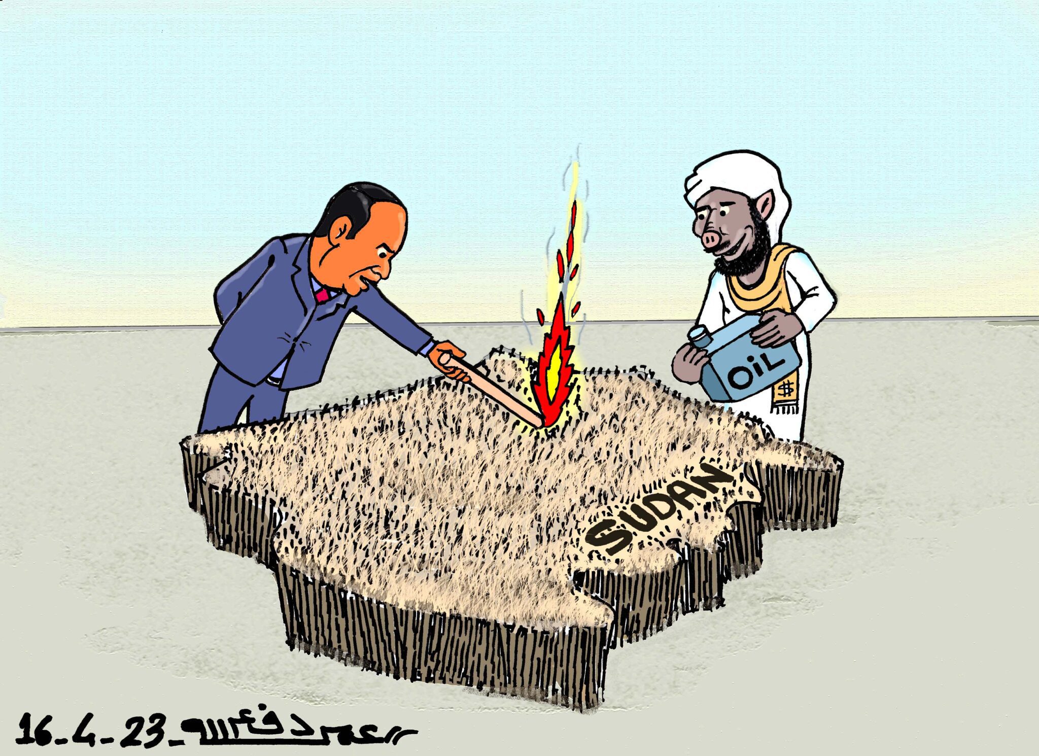 التدخلات المصرية في الشأن السوداني .. كاريكاتير عمر دفع الله