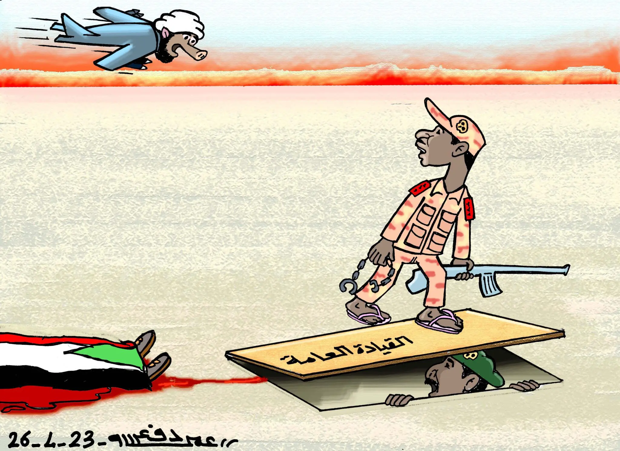 الإسلاميون في خلفية الصراع بين الجيش والدعم السريع ... كاريكاتير عمر دفع الله