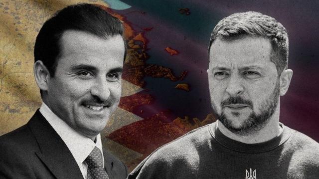 الرئيس الأوكراني فولوديمير زيلينسكي وأمير قطر تميم بن حمد آل ثاني