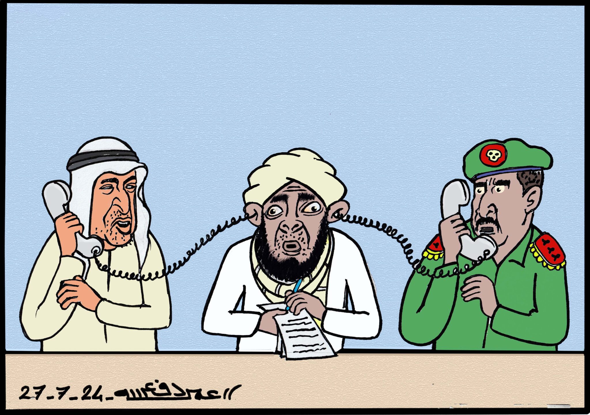 اتصال البرهان يغضب الكيزان ... كاريكاتير عمر دفع الله