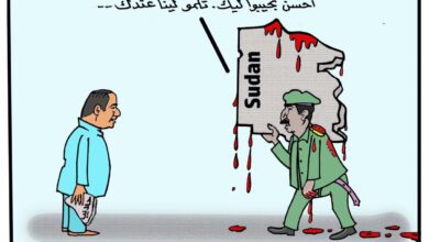 البرهان يسلم السيسي بلاد السودان ... كاريكاتير عمر دفع الله