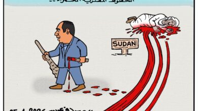 الخطوط المصرية الحمراء.. كاريكاتير عمر دفع الله