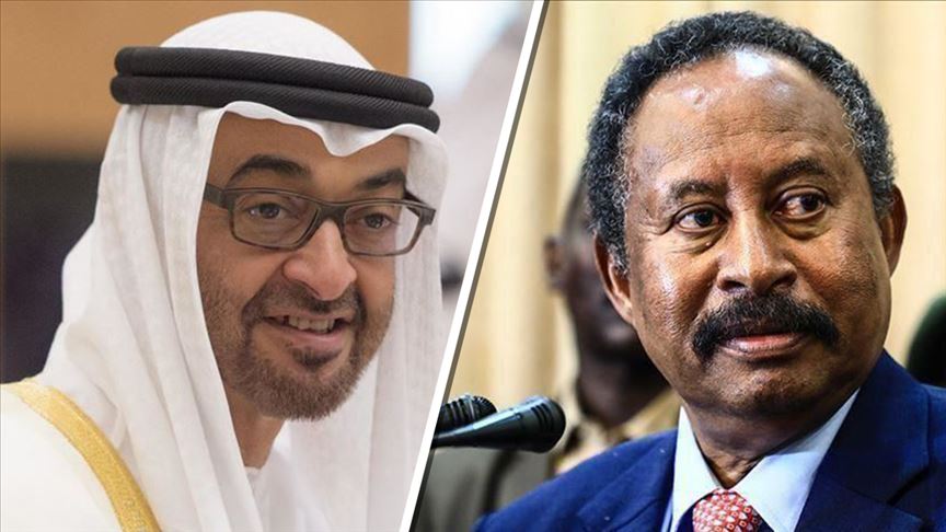 حمدوك وولي عهد أبوظبي محمد بن زايد آل نهيان