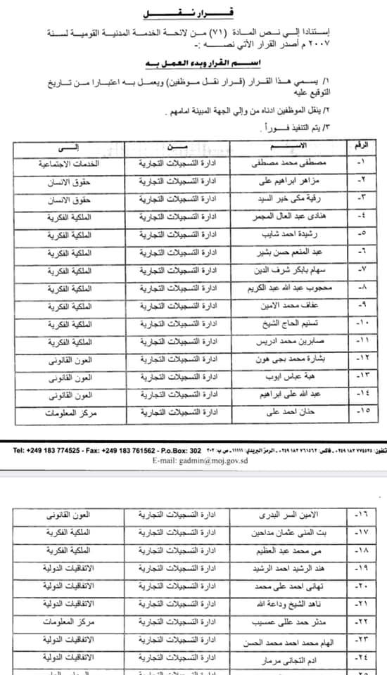 قرارات لوزير العدل حول المسجل التجاري