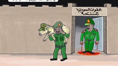 الجيش السوداني يعتبر أن الشعب السوداني مجموعة من الأغبياء ... كاريكاتير عمر دفع الله