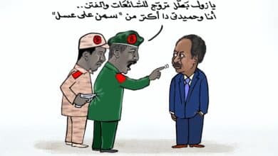 البرهان يقول ان العلاقة مع الدعم السريع سمن على عسل، كاريكاتير عمر دفع الله