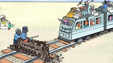 قطار التسوية يصطدم باتفاقية جوبا ... كاريكاتير عمر دفع الله