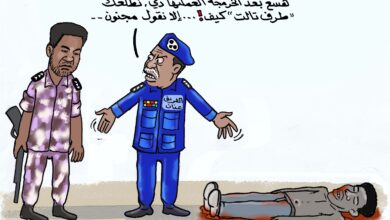الشرطة السودانية تقتل المتظاهرين ... كاريكاتير عمر دفع الله