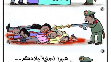 البرهان يطالب الشباب بحمل السلاح لحماية الجيش ... كاريكاتير عمر دفع الله