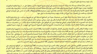 بيان حول ذكري شهداء حركة/ جيش تحرير السودان, 14 أغسطس