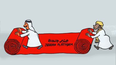 مفاوضات جدة بين تردد العسكر ورفض الكيزان ... كاريكاتير عمر دفع الله