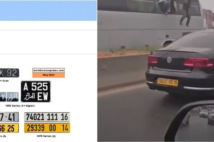 مقارنة بين لقطة من الفيديو ولوحات السيارات في الجزائر على موقع worldlicenseplates