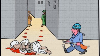 الأمم المتحدة تصل متأخرة ... كاريكاتير عمر دفع الله