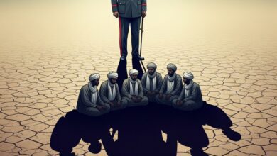 صورة تعبيرية مستوحاة من المقال، والتي تجسد فكرة "الاستظلال تحت كاب العسكر"